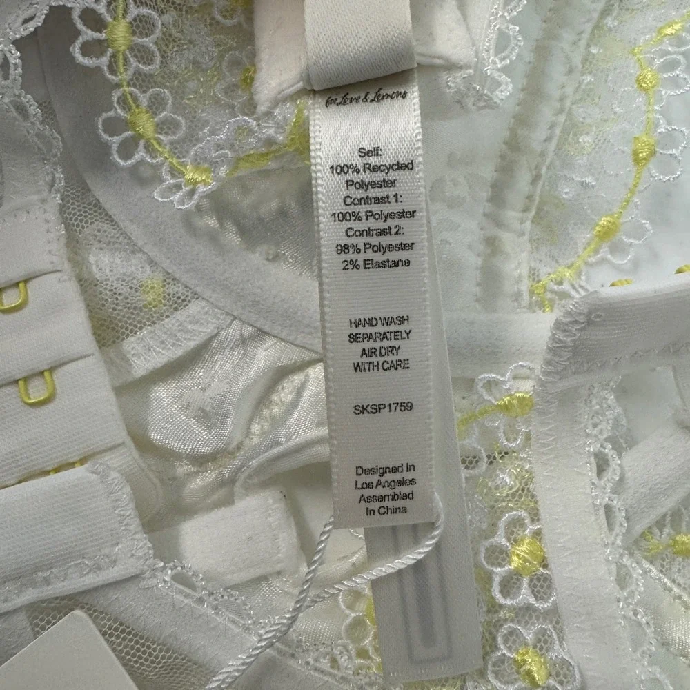 NWT For Love & Lemons White Daisy Bustier Women 38C Bridal Floral Lingerie Fairy